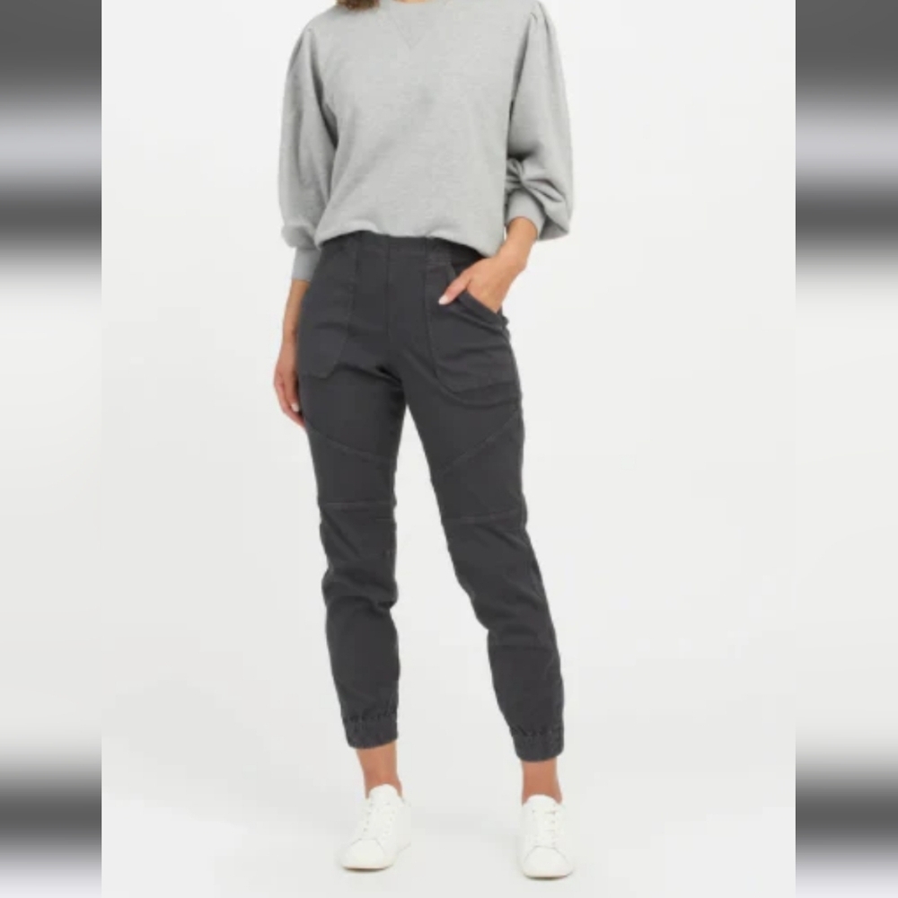 Spanx Stretch Twill Cargo Jogger Pants Size XS Washed Black